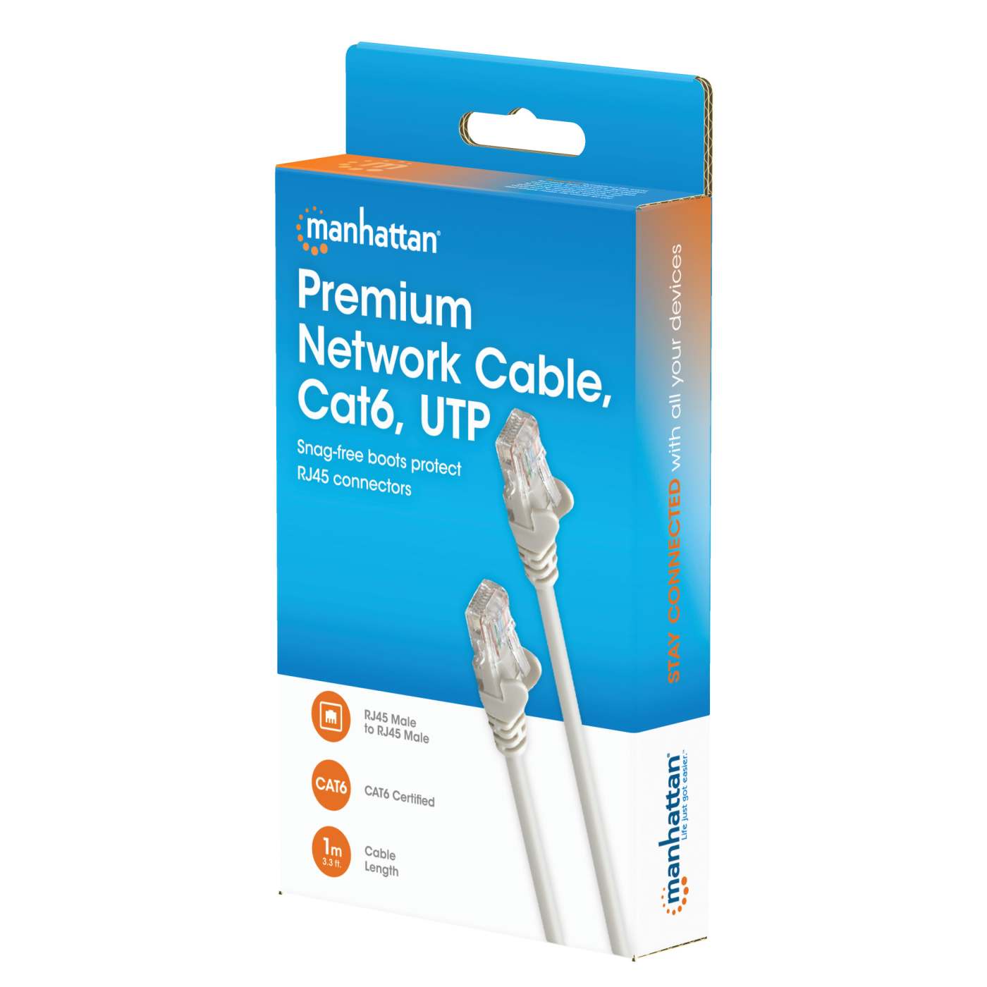 Premium Network Cable, Cat6, UTP, 1 m (3 ft.), Gray Packaging Image 2