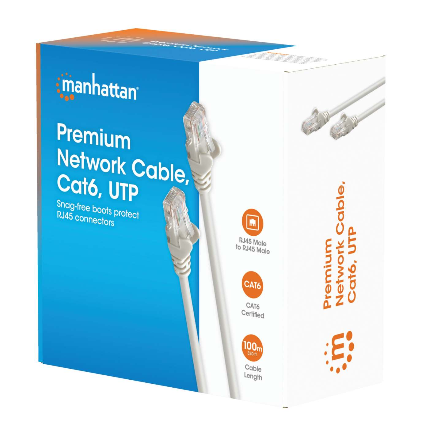 Premium Network Cable, Cat6, UTP, 100 m (328 ft.), Gray Packaging Image 2