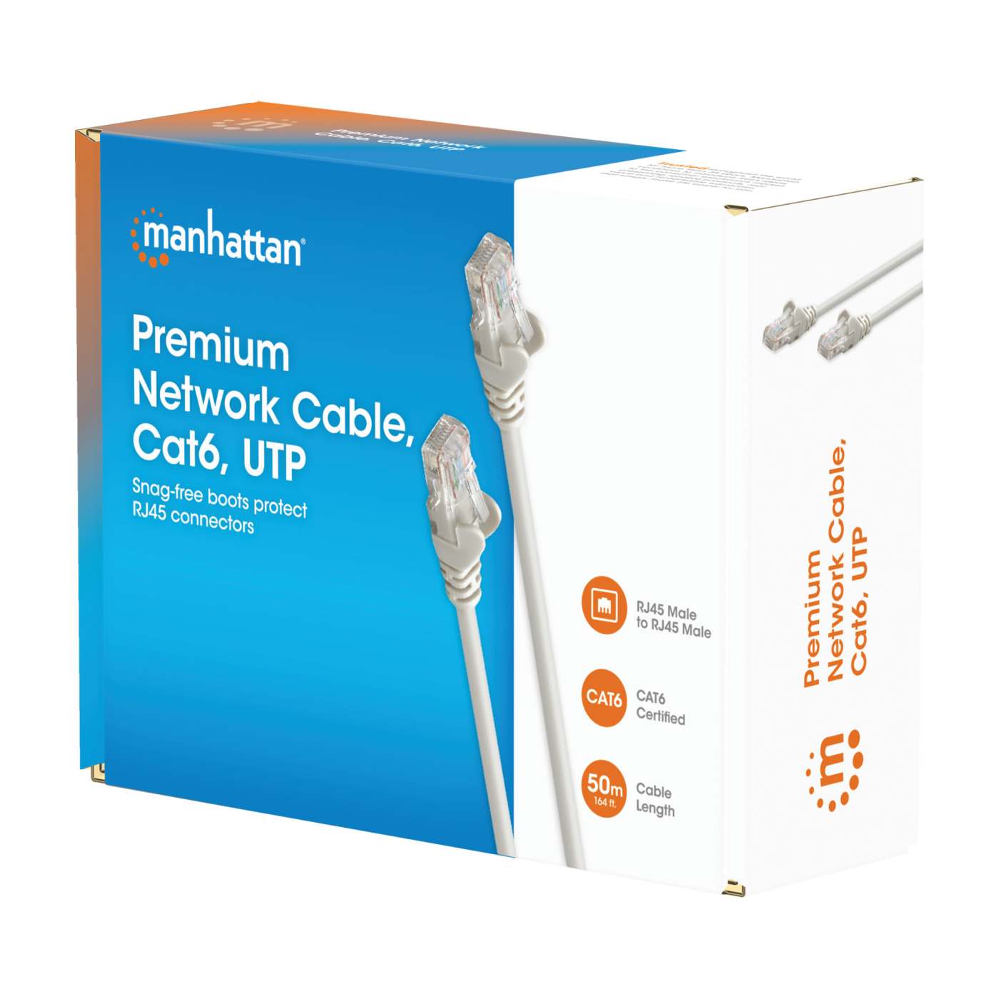 Premium Network Cable, Cat6, UTP, 50 m (164 ft.), Gray Packaging Image 2