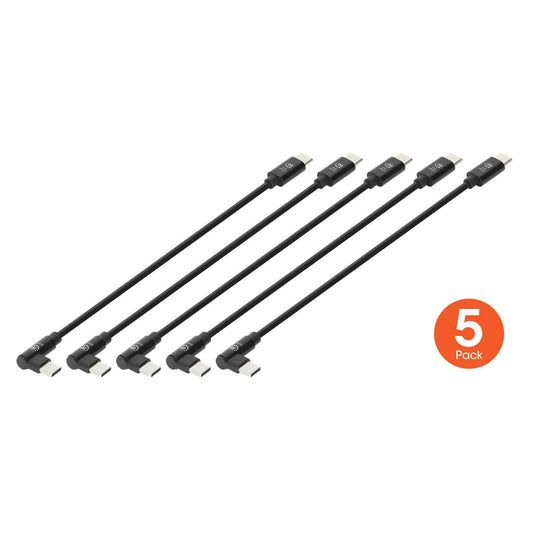 Short USB-C Charging Cable 60 W, 20 cm (8 in.), 5-Pack Image 1