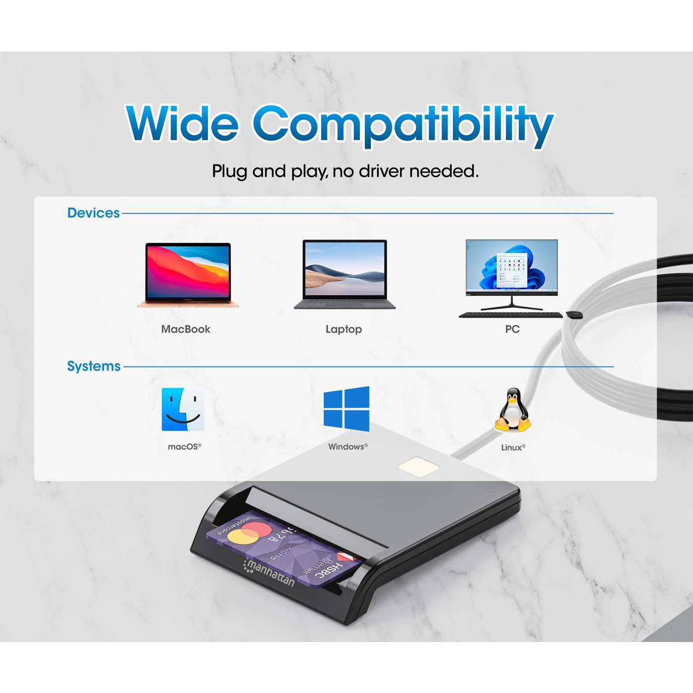 Smart Card Reader with USB-C / USB-A Combo Connector Image 9