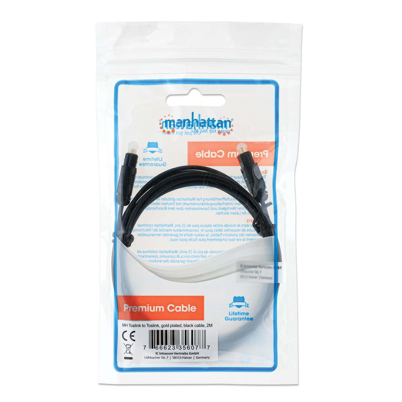 Toslink Digital Optical Audio Cable, 2 m Packaging Image 2