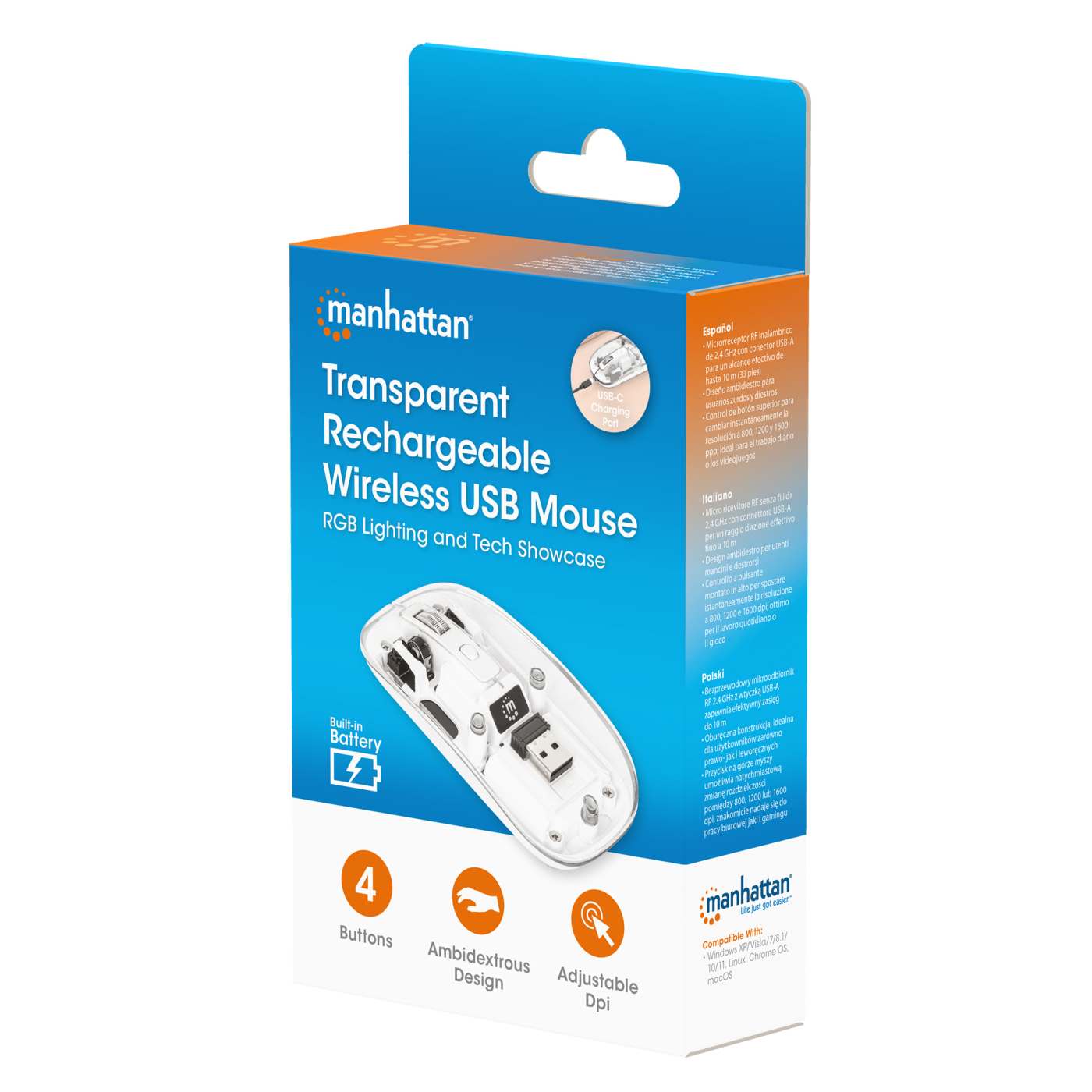 Transparent Rechargeable Wireless USB Mouse Packaging Image 2