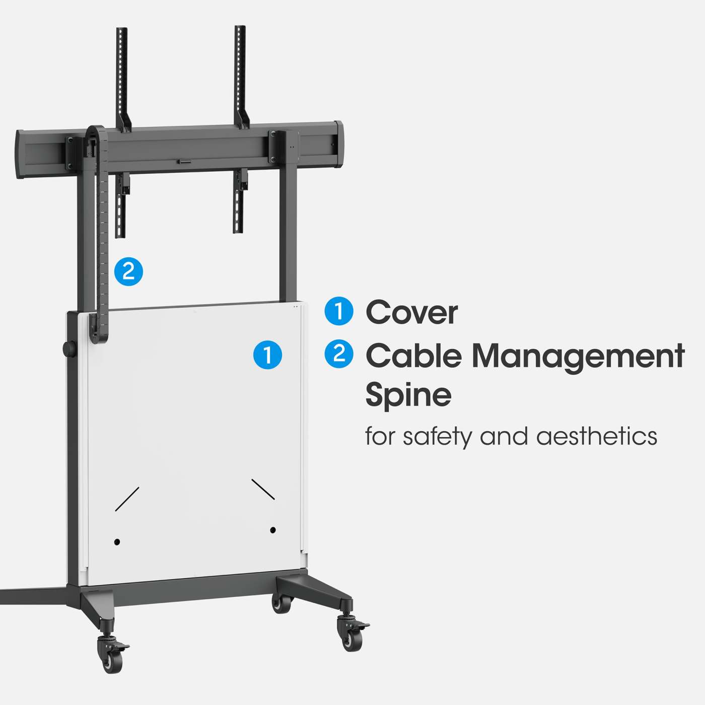 TV Cart with Tool-Free Lift & Lock Height Adjustment, for 50" to 100" Displays Image 12
