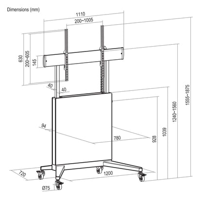 TV Cart with Tool-Free Lift & Lock Height Adjustment, for 50" to 100" Displays Image 14