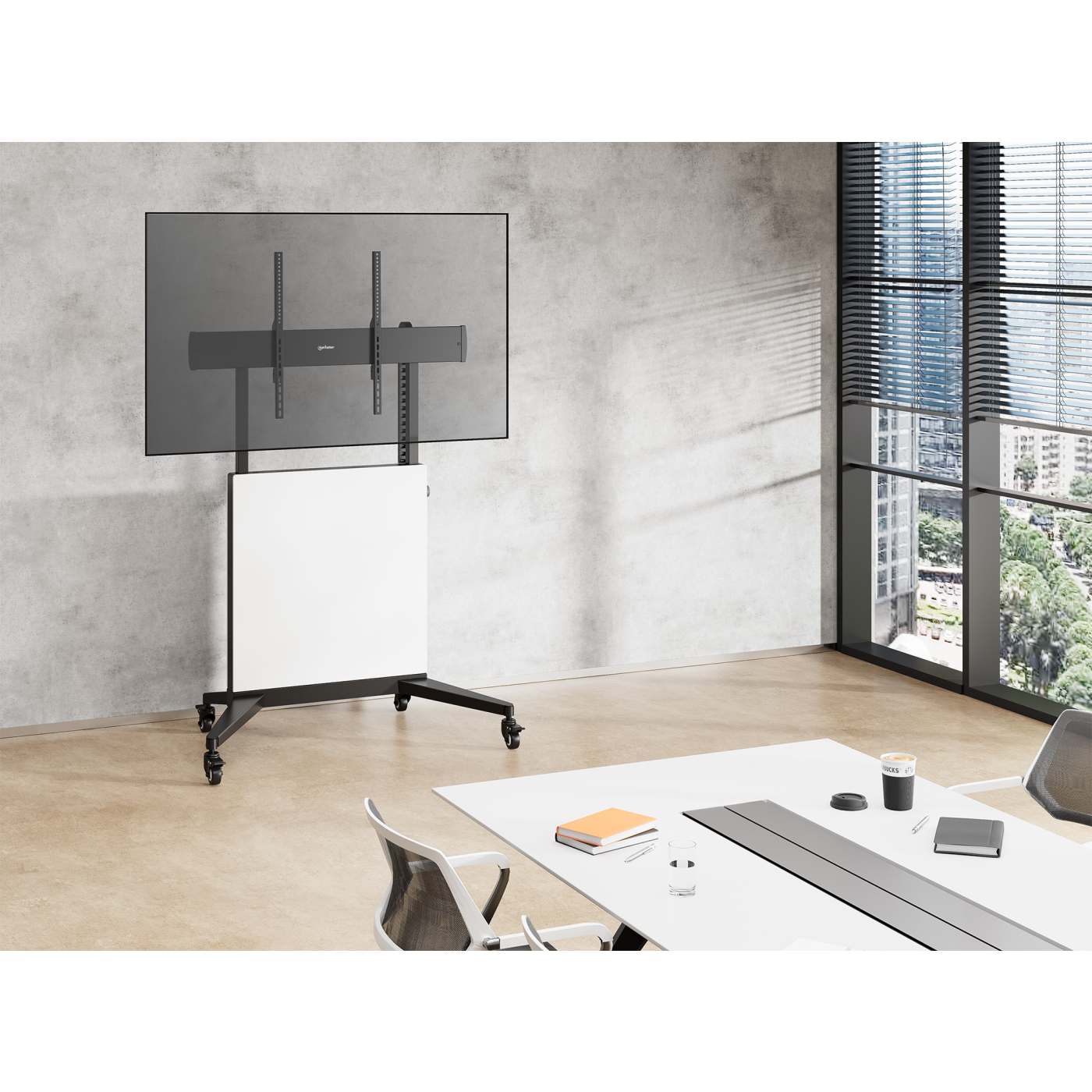 TV Cart with Tool-Free Lift & Lock Height Adjustment, for 50" to 100" Displays Image 2