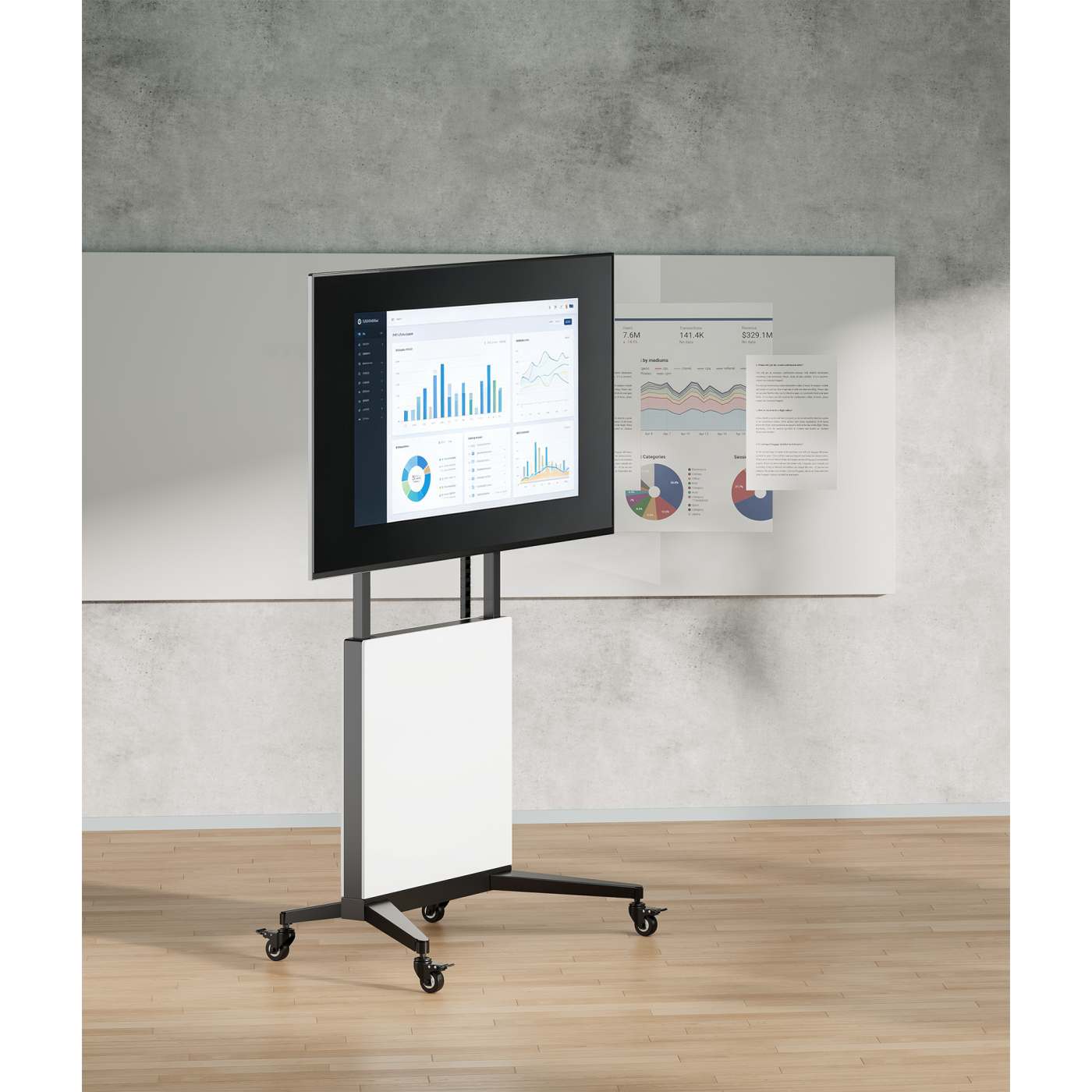 TV Cart with Tool-Free Lift & Lock Height Adjustment, for 50" to 100" Displays Image 6