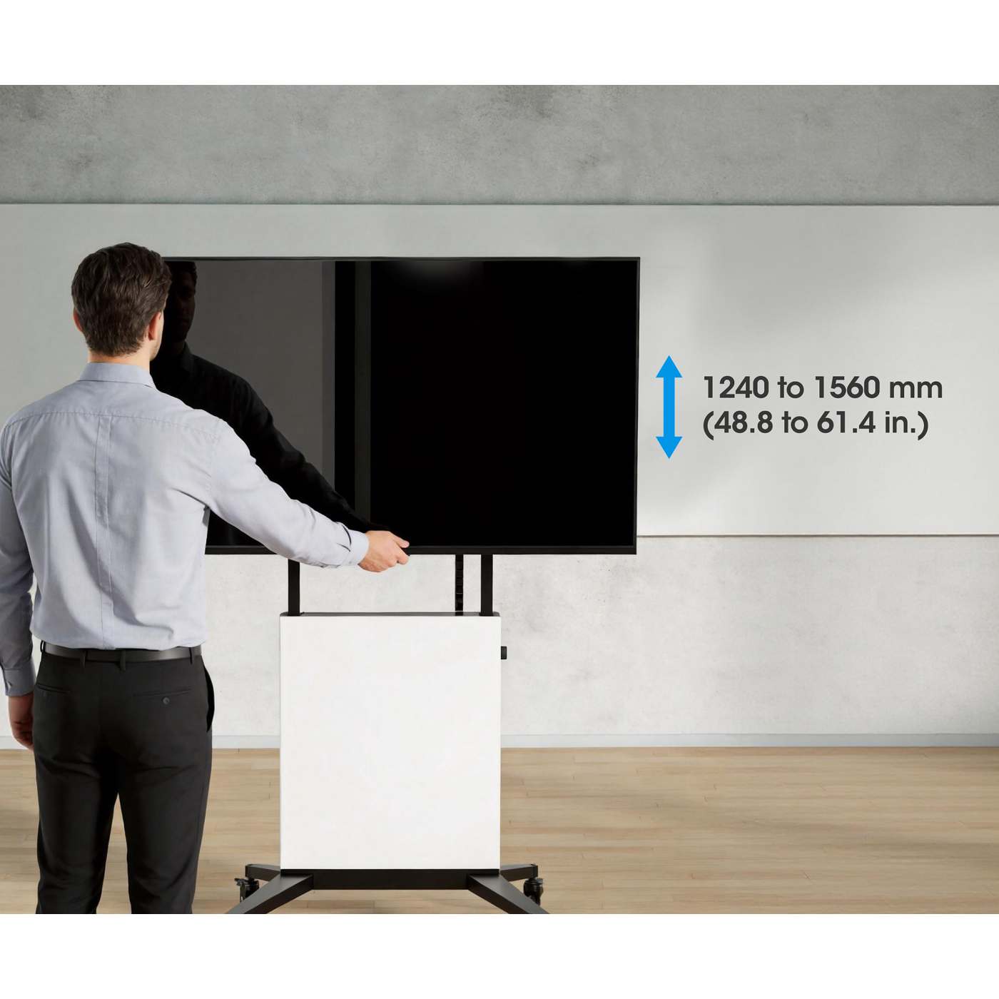 TV Cart with Tool-Free Lift & Lock Height Adjustment, for 50" to 100" Displays Image 7