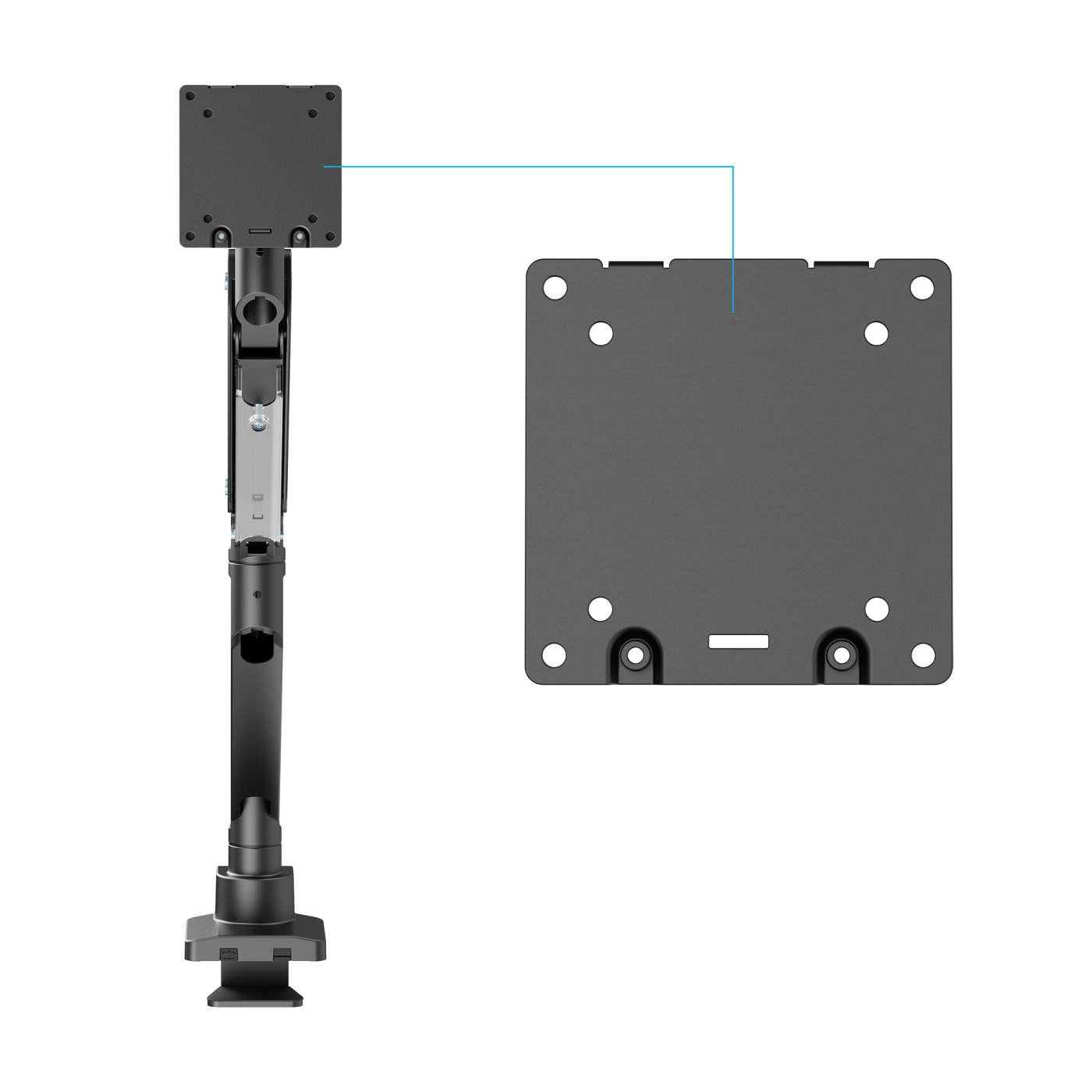 Ultra Heavy-Duty Aluminum Gas Spring Single Monitor Desk Mount with USB Ports Image 12