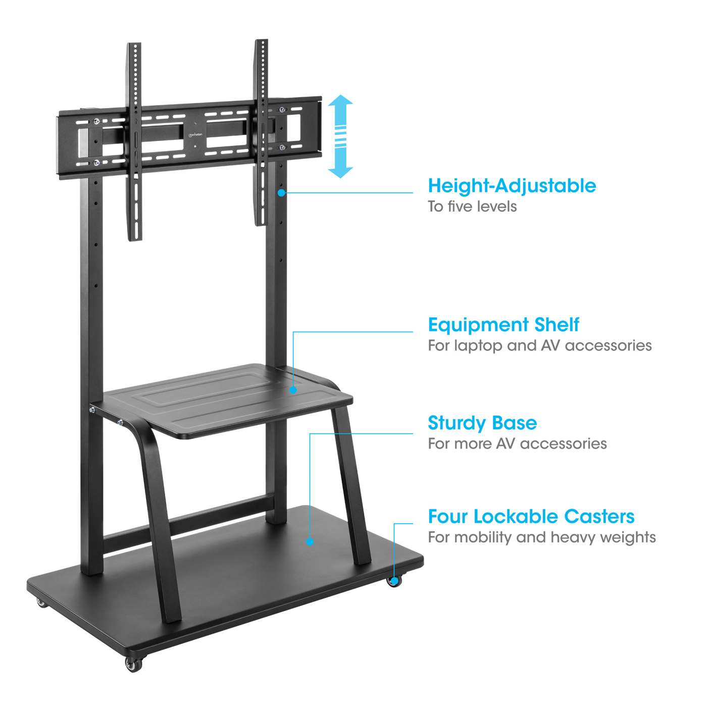 Ultra Heavy-Duty Height-Adjustable Multimedia TV Cart Image 7