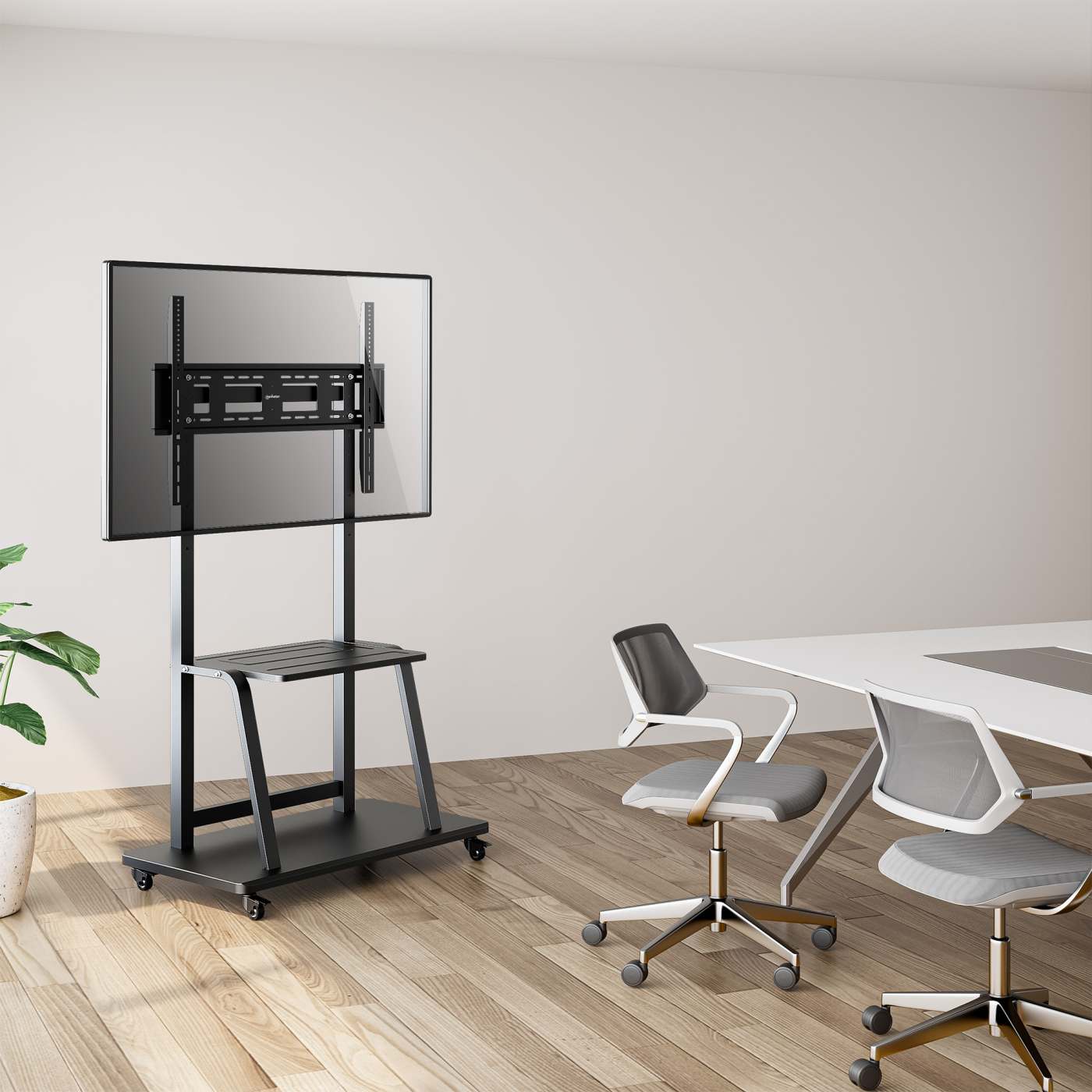 YOHAKU テレボート Ultra Heavy-Duty Height-Adjustable Multimedia TV Cart, for 37