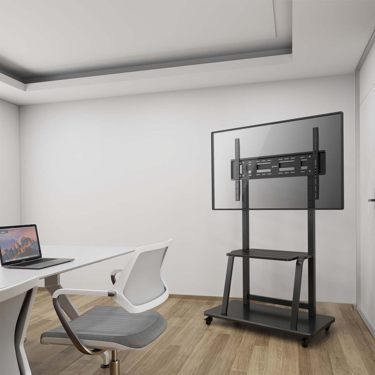 Ultra Heavy-Duty Height-Adjustable Multimedia TV Cart, for 37