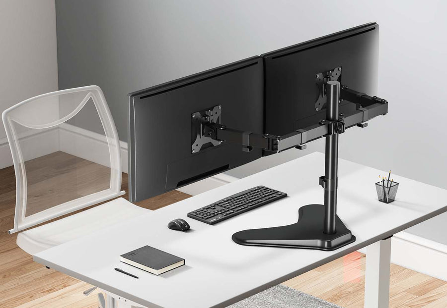 Dual Monitor Stand with Double-Link Swing Arms, for 13" to 32" Displays