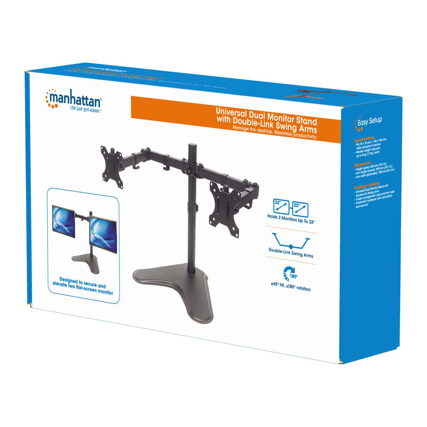 Universal Dual Monitor St& w/ Double-Link Swing Arms (461559