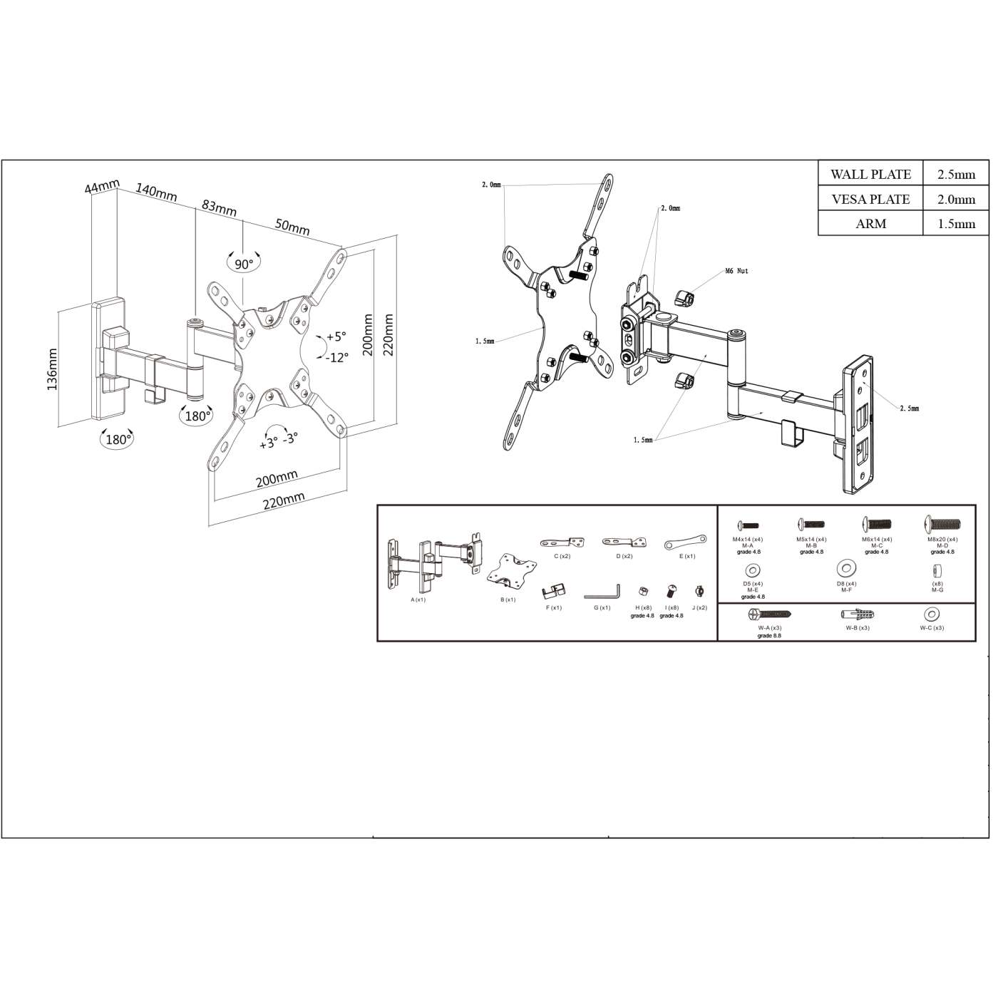 Universal Flat-Panel Articulating TV Wall Mount Image 6