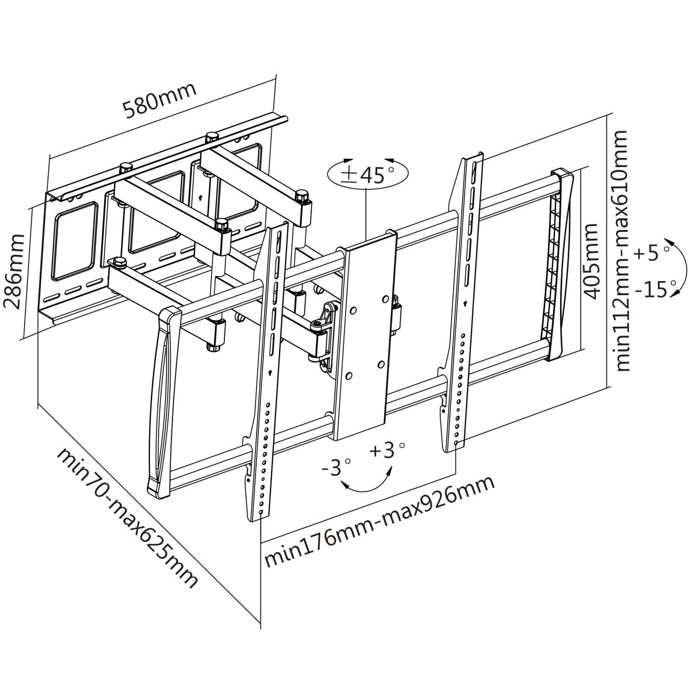 Universal LCD Full-Motion Large-Screen Wall Mount, for 60" to 100" Image 14