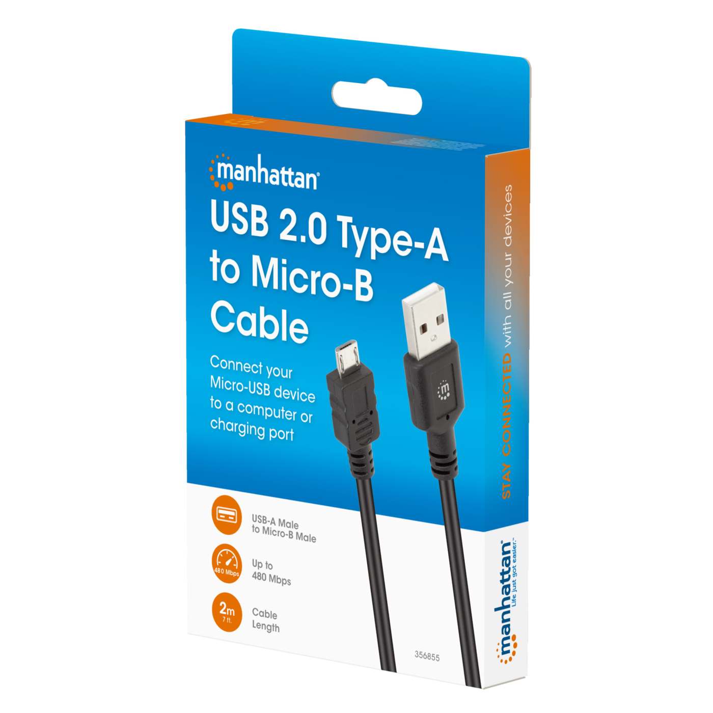 USB 2.0 Type-A to Micro-B Cable, 2 m Packaging Image 2