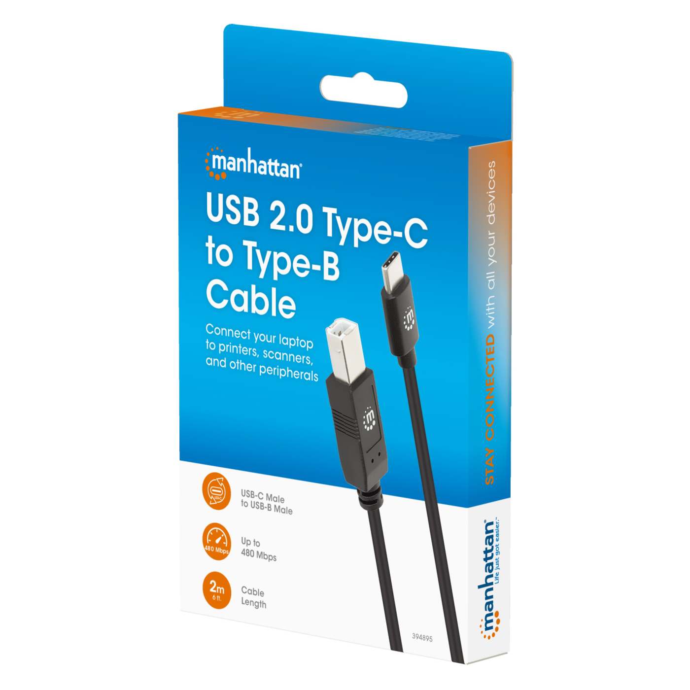 USB 2.0 Type-C to Type-B Cable, 2 m Packaging Image 2
