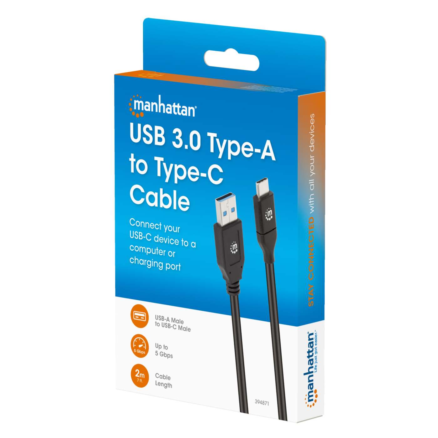USB 3.0 Type-A to Type-C Cable, 2 m Packaging Image 2