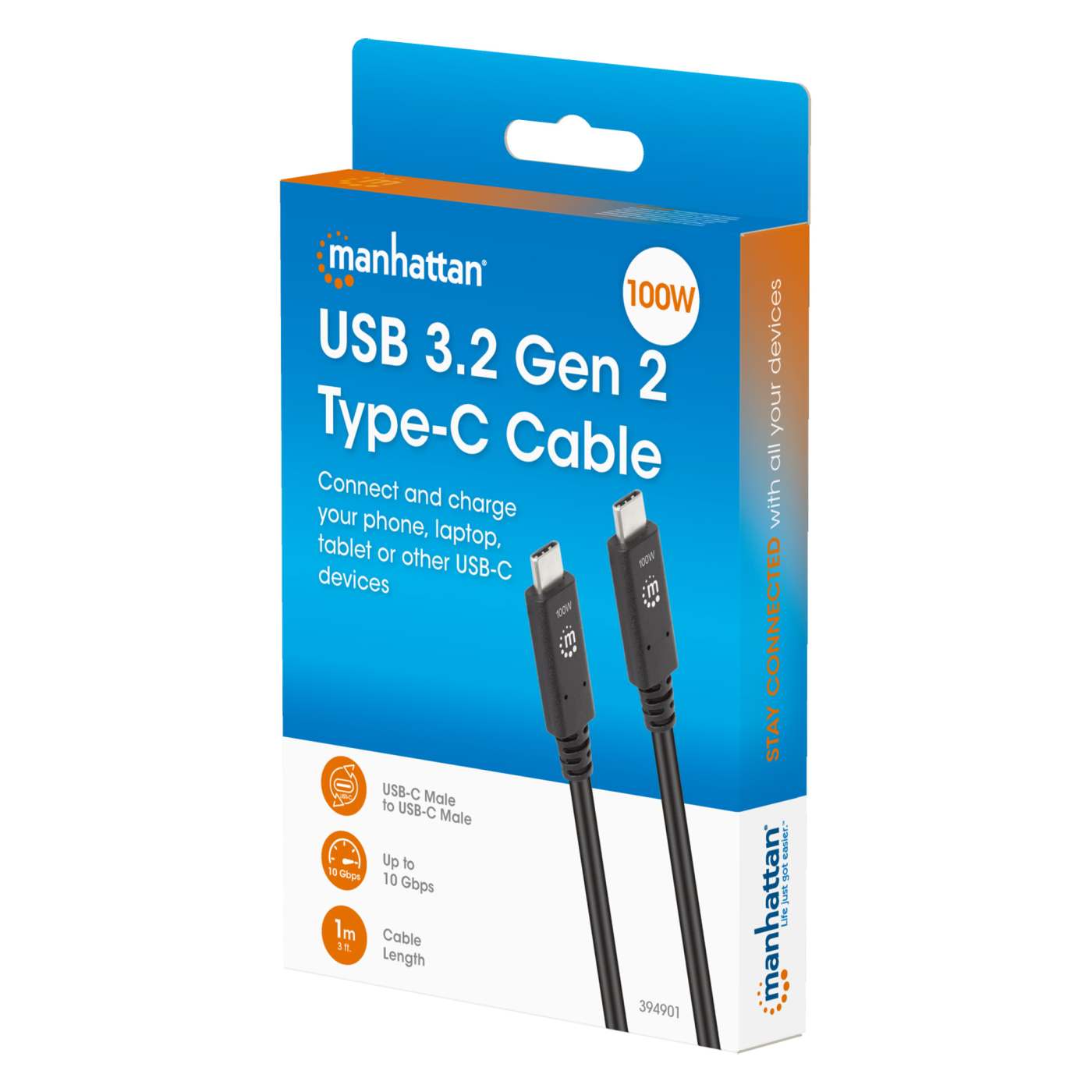USB 3.2 Gen 2 Type-C Cable, 100 W, 1 m Packaging Image 2
