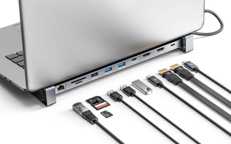 USB-C PD 10-in-1 Dual-HDMI Monitor Docking Station / Multiport Hub Image 3