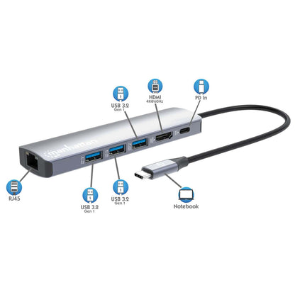 USB-C PD 6-in-1 4K Docking Station / Multiport Hub Image 9