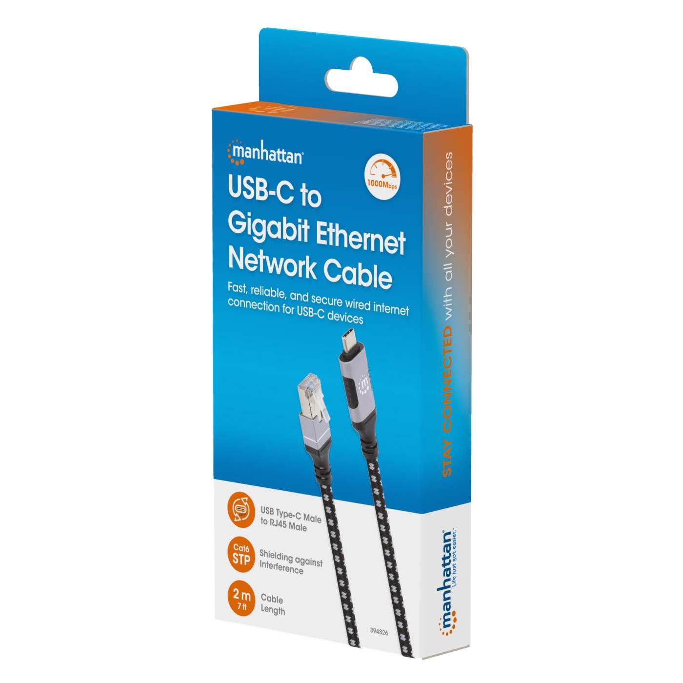 USB-C to Gigabit Ethernet Network Cable, 2 m (7 ft.) Packaging Image 2