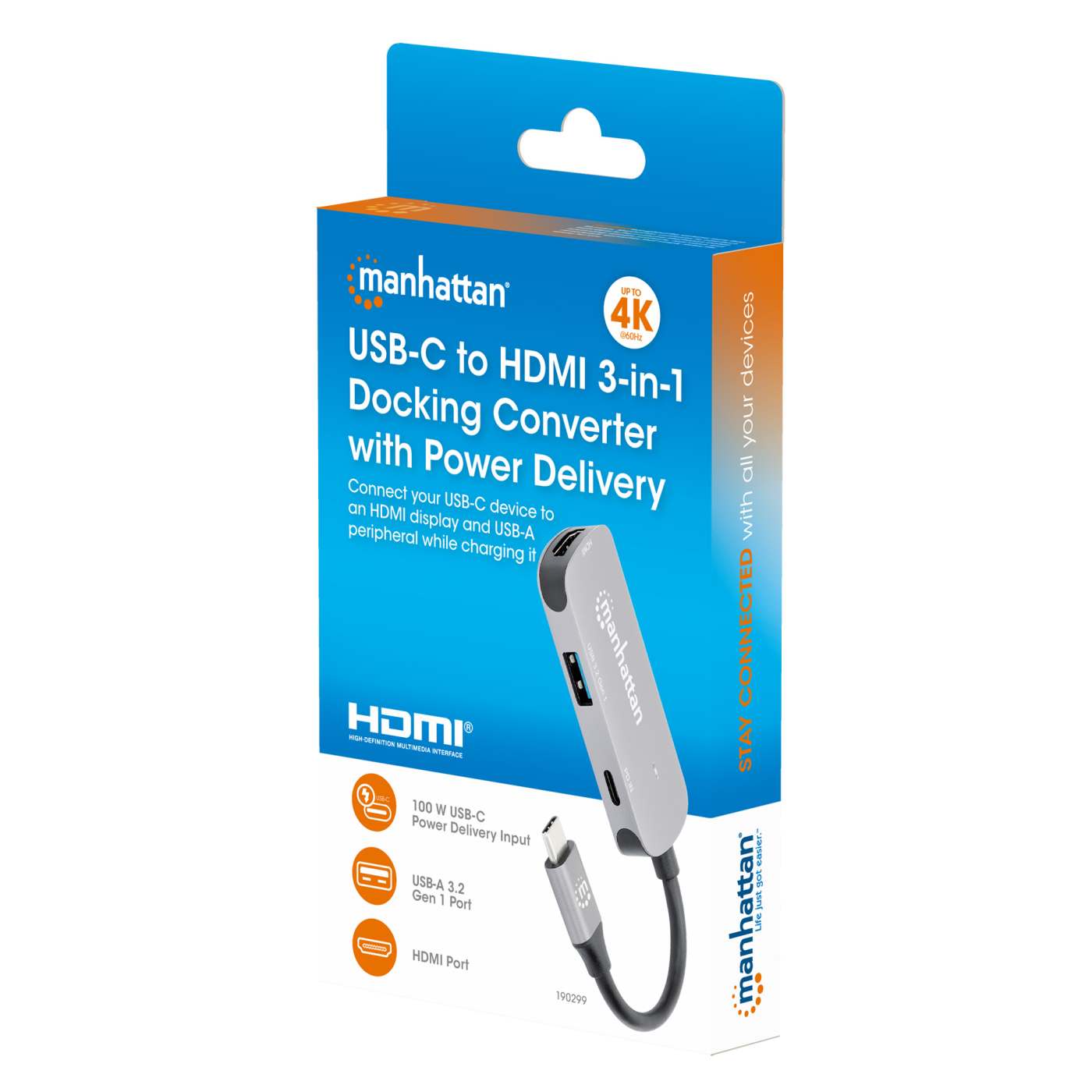 USB-C to HDMI 3-in-1 Docking Converter with Power Delivery Packaging Image 2