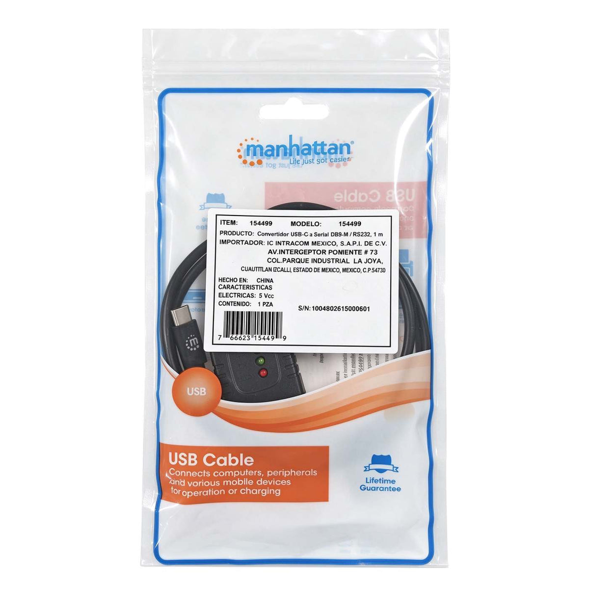 USB-C to Serial DB9 / RS232 Adapter Cable, 1 m (3 ft.) Packaging Image 2