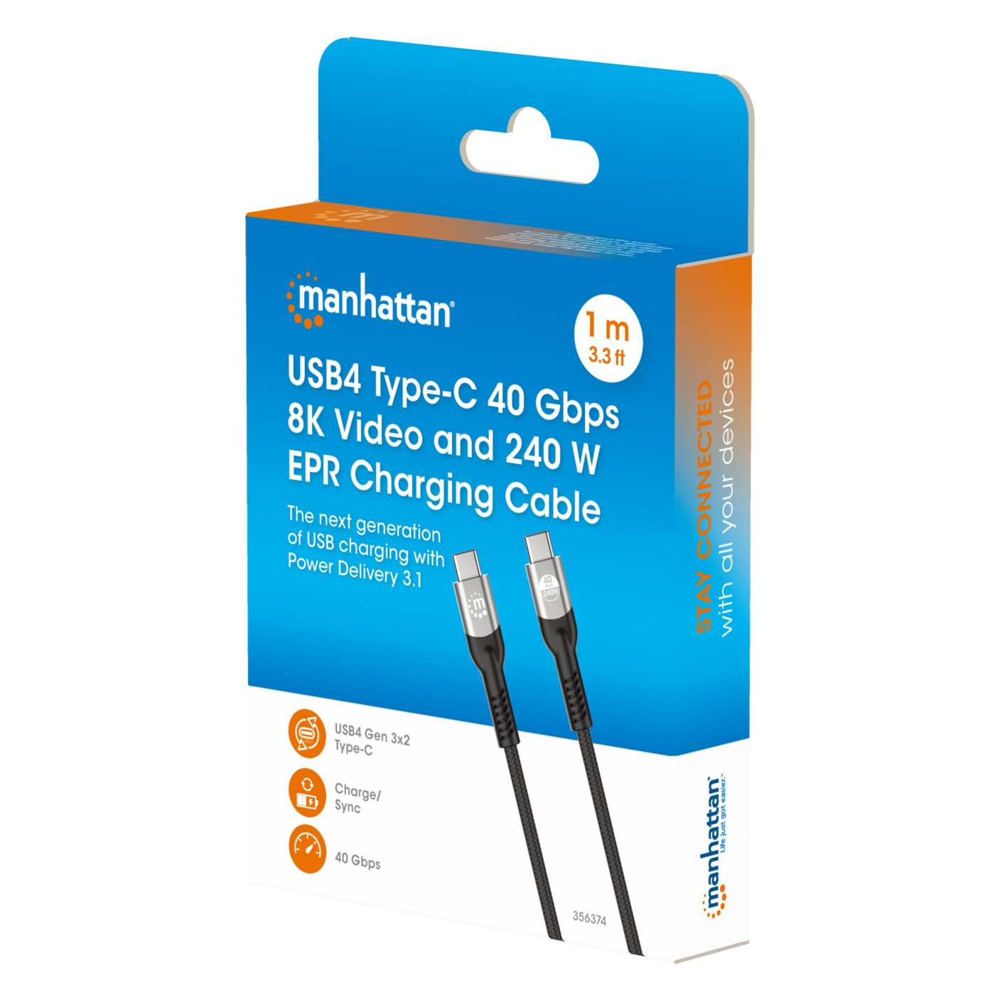 USB4 Type-C 40 Gbps 8K Video and 240 W EPR Charging Cable / PD 3.1 Packaging Image 2