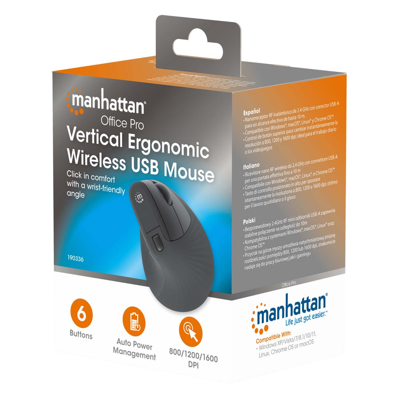 Vertical Ergonomic Wireless USB Mouse Packaging Image 2