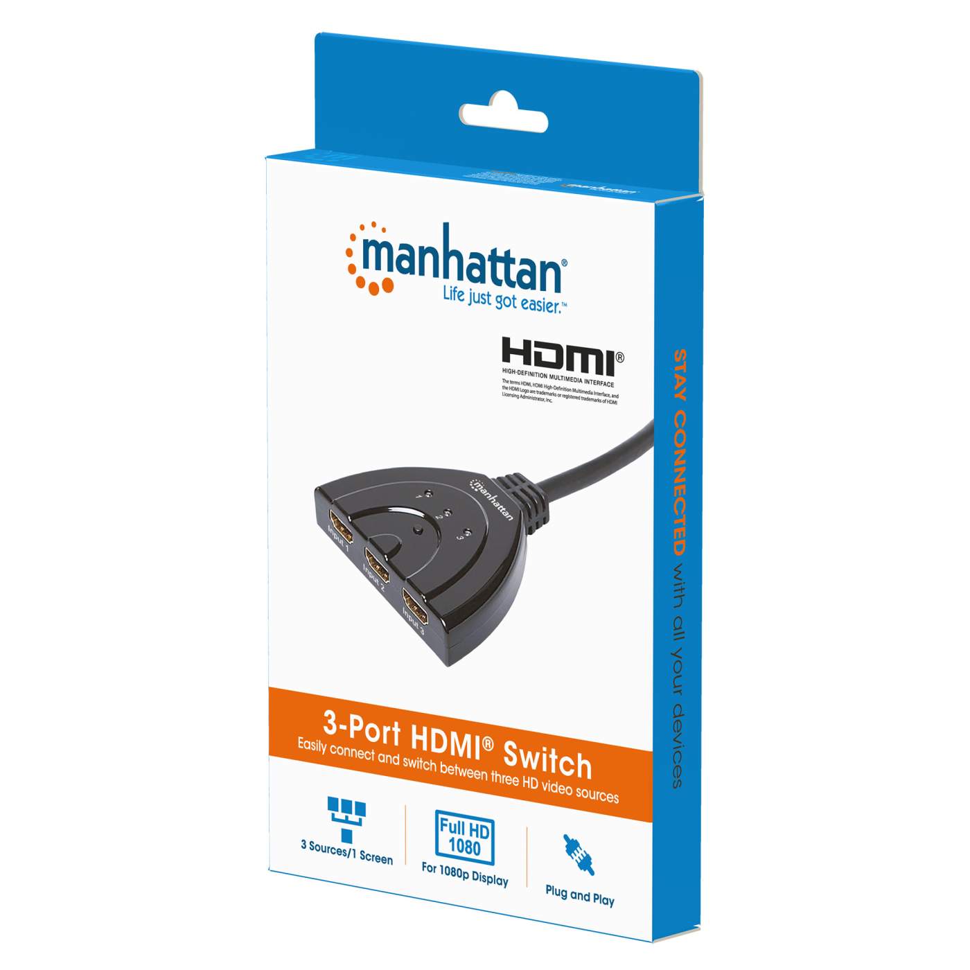 3-Port HDMI Switch w/ Remote (1080p)