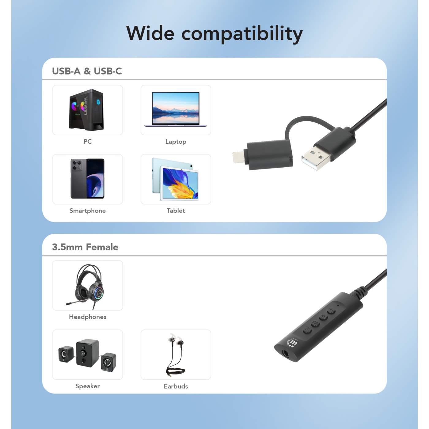 2-in-1 USB-C & USB-A to 3.5 mm Stereo Audio Aux Adapter Cable Image 10