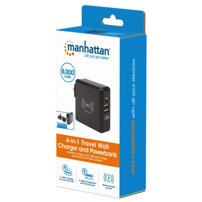 4-in-1 Travel Wall Charger and Powerbank 8,000 mAh Packaging Image 2