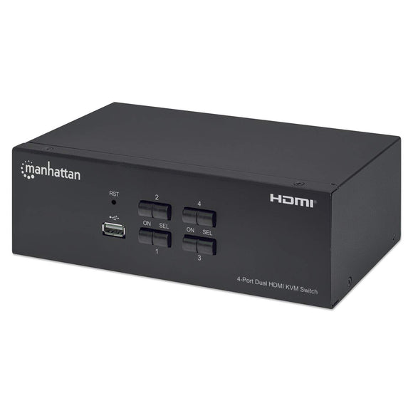 4-Port Dual-Monitor HDMI KVM Switch Image 1