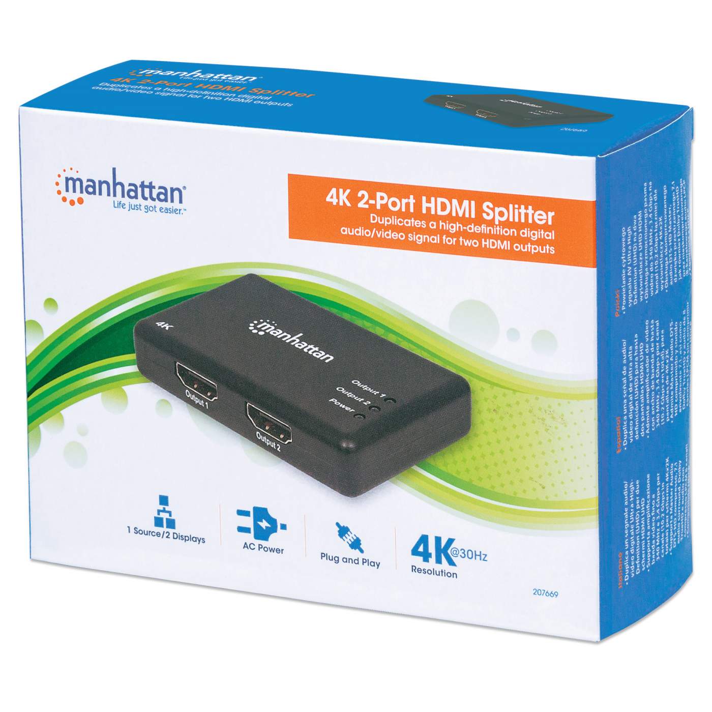 Manhattan 4K 2-Port HDMI Splitter (207669)