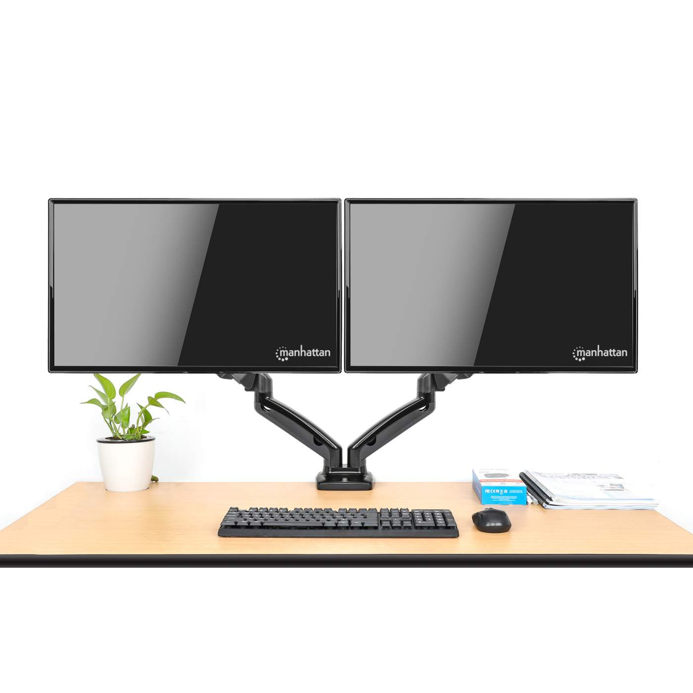 Manhattan Aluminum Gas Spring Dual Monitor Desk Mount (462310)