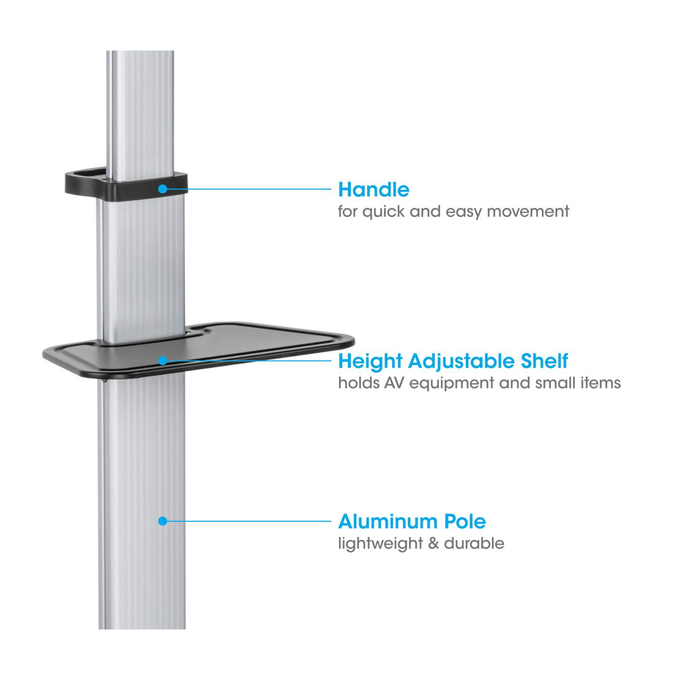 Aluminum Height-Adjustable Multimedia TV Cart Image 11