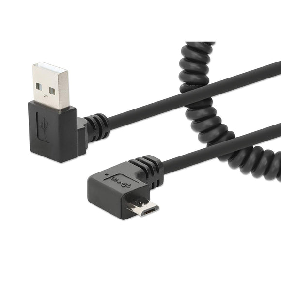 Coiled USB-A to Micro-USB Charging Cable Image 1