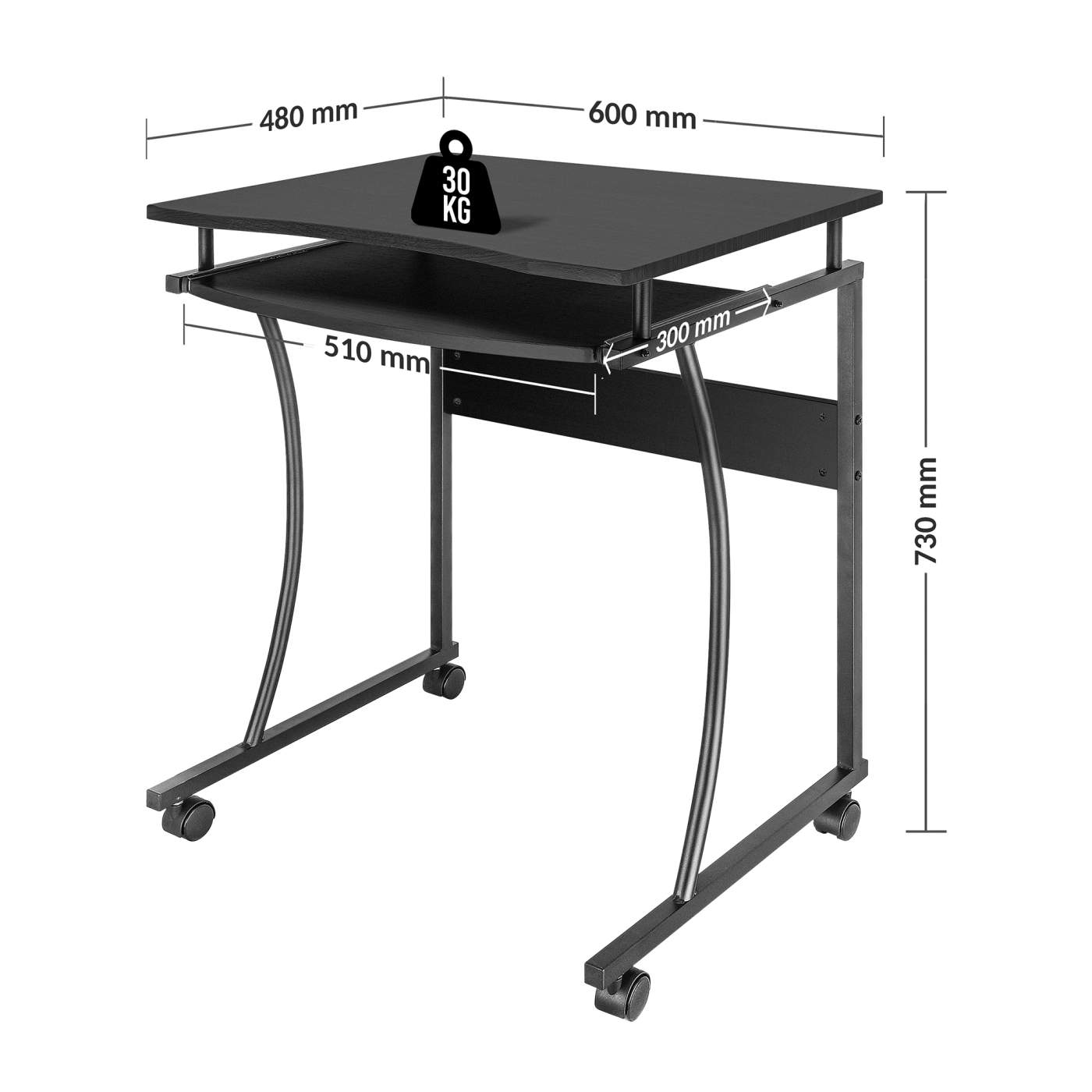 Compact Desk with Slide-out Keyboard Tray Image 9