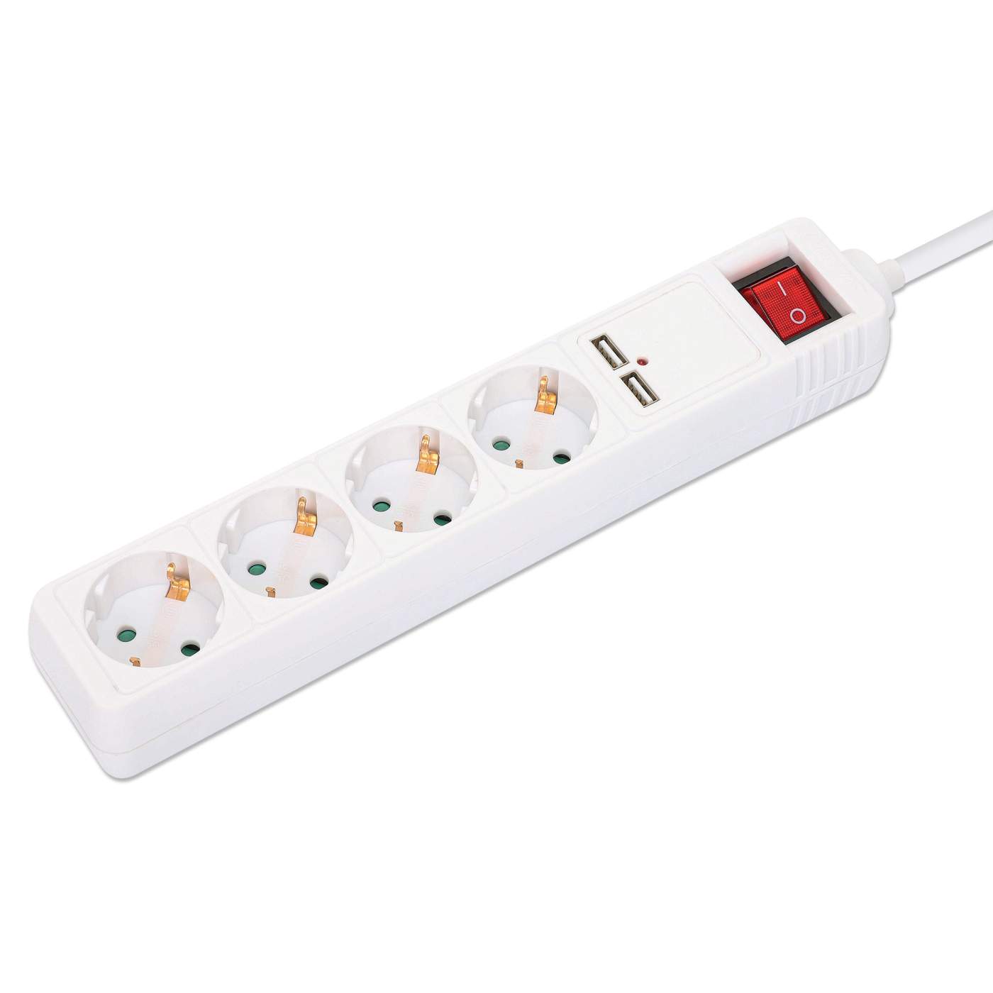 EU Power Strip with 4 Outlets, 2 USB Charging Ports and Switch Image 3