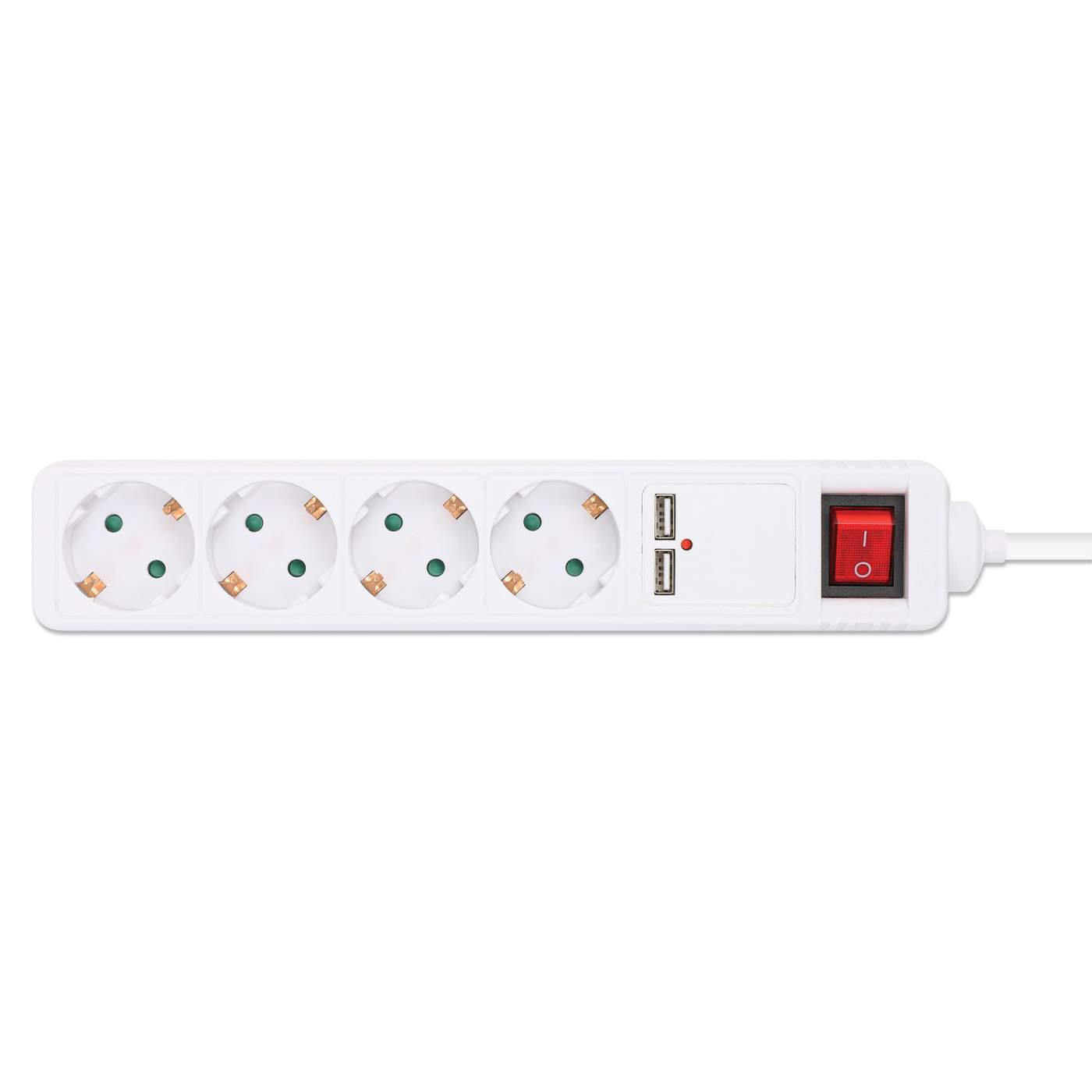 EU Power Strip with 4 Outlets, 2 USB Charging Ports and Switch Image 5