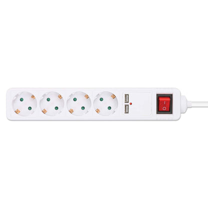 EU Power Strip with 4 Outlets, 2 USB Charging Ports and Switch Image 5