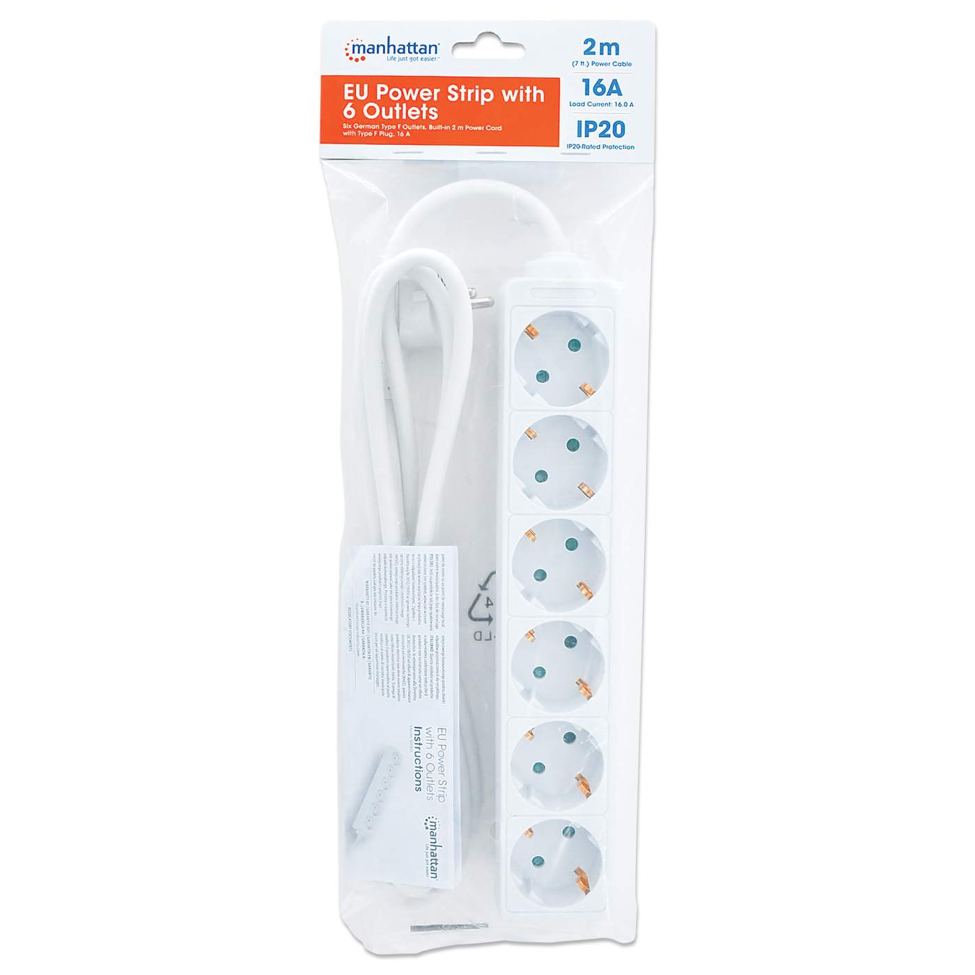 EU Power Strip with 6 Outlets Packaging Image 2