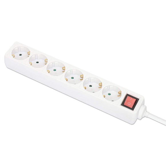 EU Power Strip with 6 Outlets and Switch Image 1