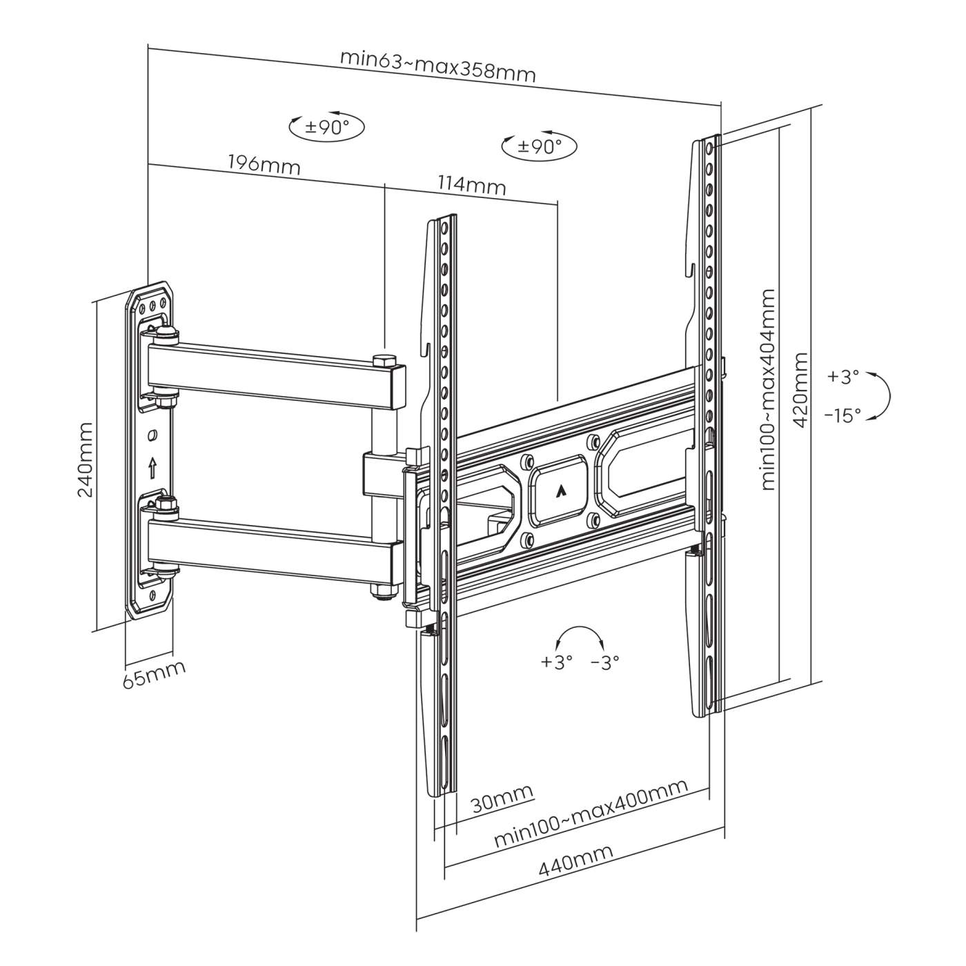 Full-Motion TV Wall Mount with Post-Leveling Adjustment Image 9