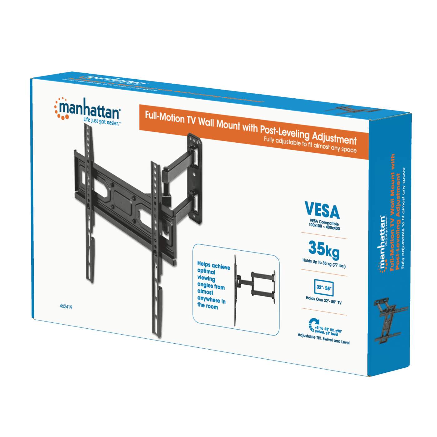 Full-Motion TV Wall Mount with Post-Leveling Adjustment Packaging Image 2