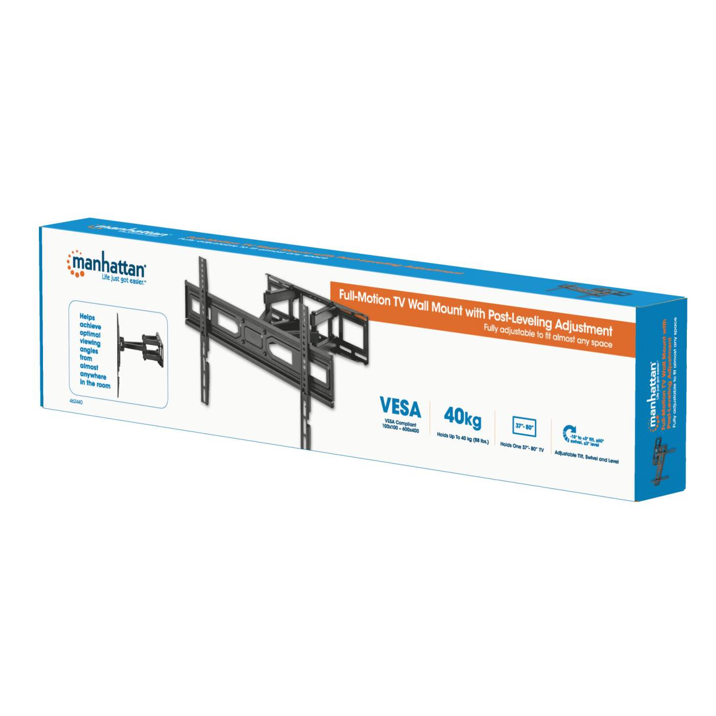 Full-Motion TV Wall Mount with Post-Leveling Adjustment Packaging Image 2