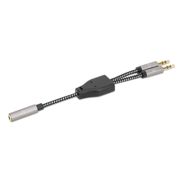 Headset Adapter Cable with Stereo Audio Aux Y-Splitter Image 1