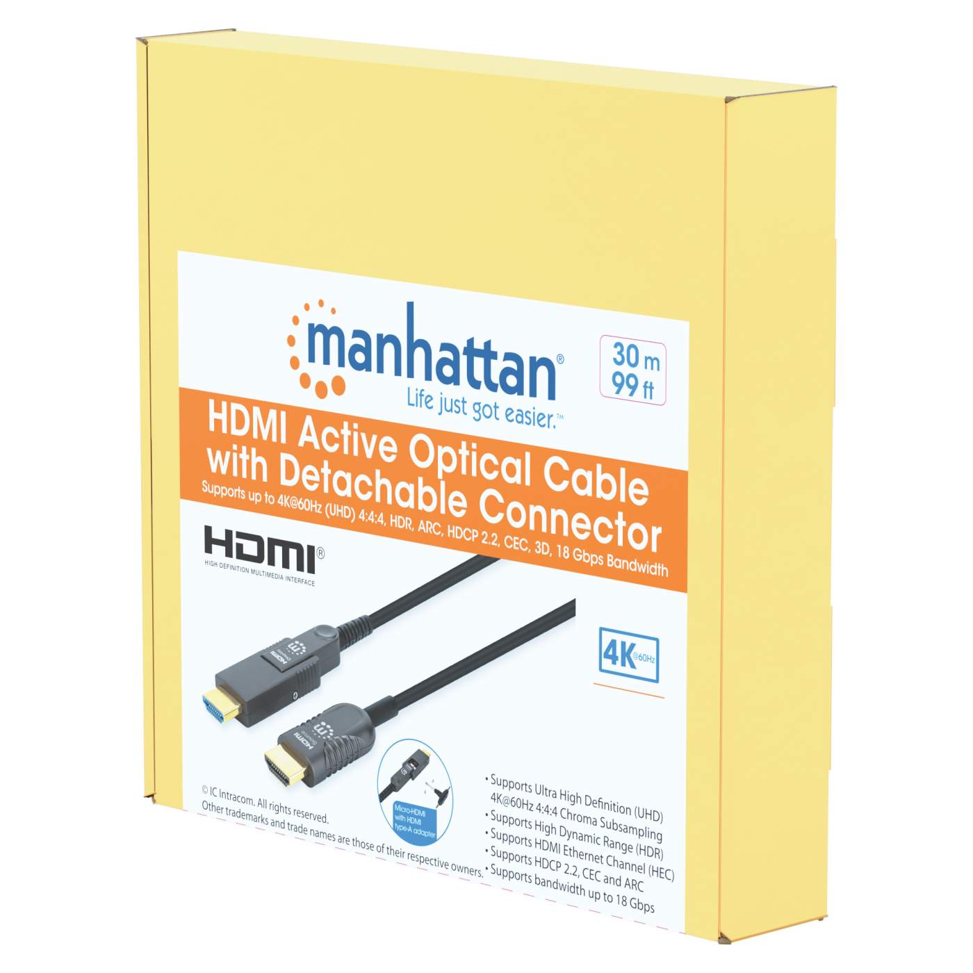 High-Speed HDMI Active Optical Cable with Detachable Connector Packaging Image 2